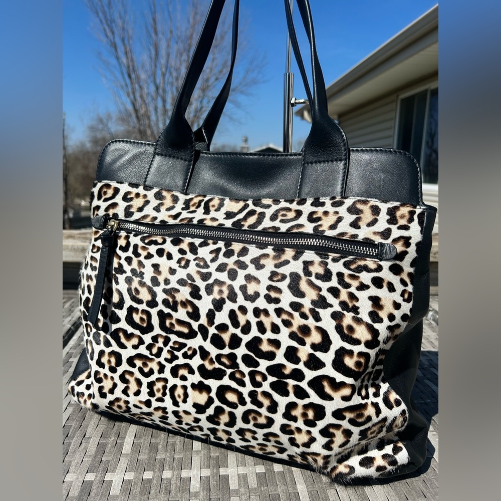 Boden Sherborne Leopard Print Cowhide Leather Tote Bag NWOT plus Dustbag - Picture 6 of 16